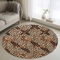 thumbnail image 1 of Boho Tribal Round Area Rug 4ft, Abstract Floral Geometric Pattern Art Vintage Washable Non-Slip Circle Rugs for Bedroom Living Room Kitchen, Soft Non Shedding Circle Carpet for Dining Room Dorm, 1 of 9