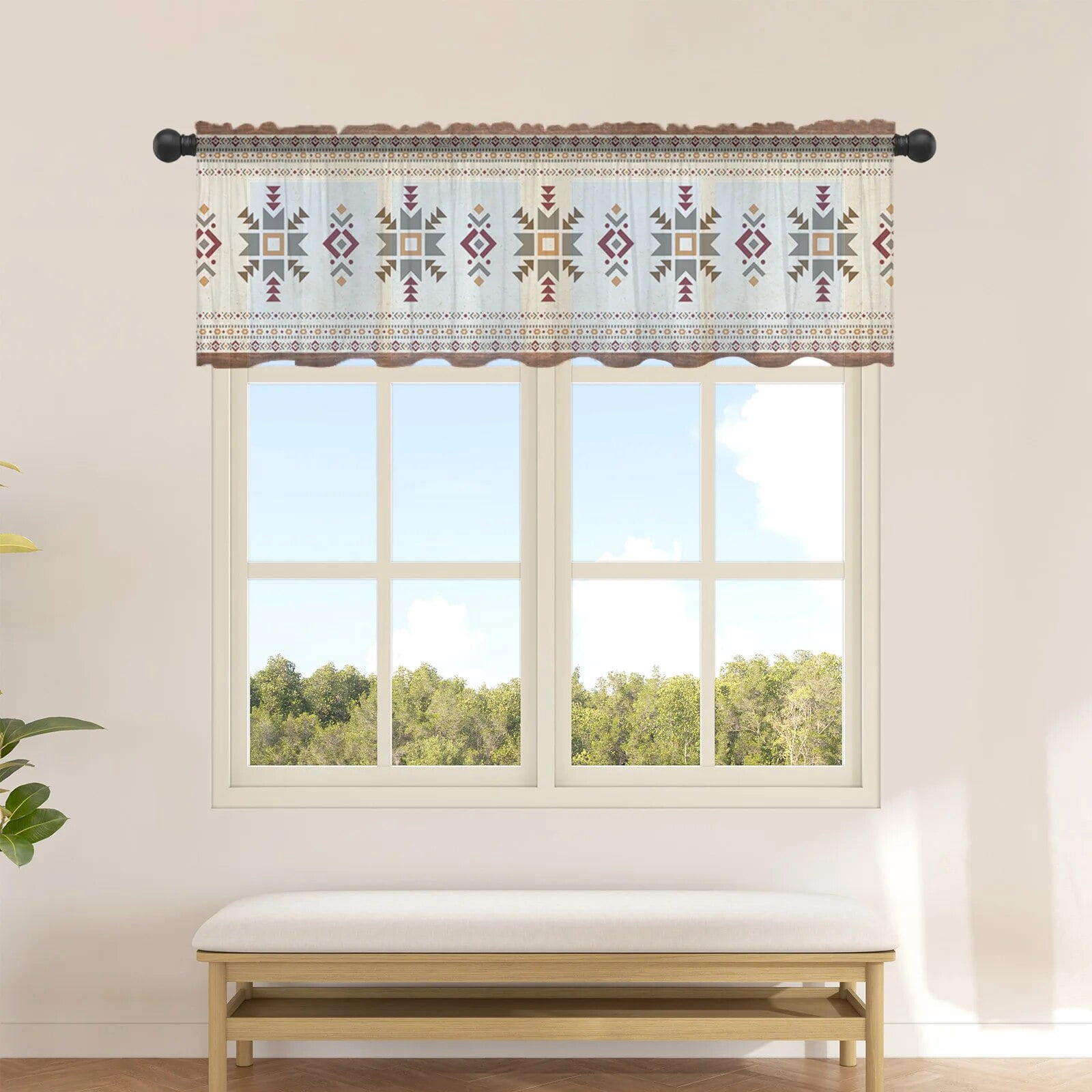 Boho Tribal Totem Short Tulle Curtain Half-Curtain for Kitchen Door ...