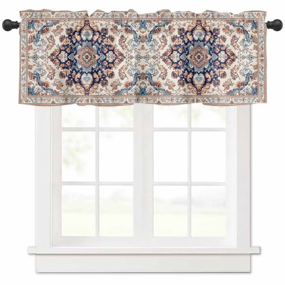 Boho Tribe Valances for Windows Farmhouse Kitchen Curtains Valances Rod Pocket Valance Curtains for Kitchen Windows Southwest Aztec Colorful Abstract Pattern Window Valances for Bathroom 54"x18"