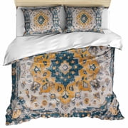Boho Tribes Duvet Cover Queen Size, Vintage Southwest Tribal Modern Art Comforter Cover with Zipper Closure, 3 Piece Bedding Sets 1 Duvet Cover 90x90 Inches and 2 Pillow Shams