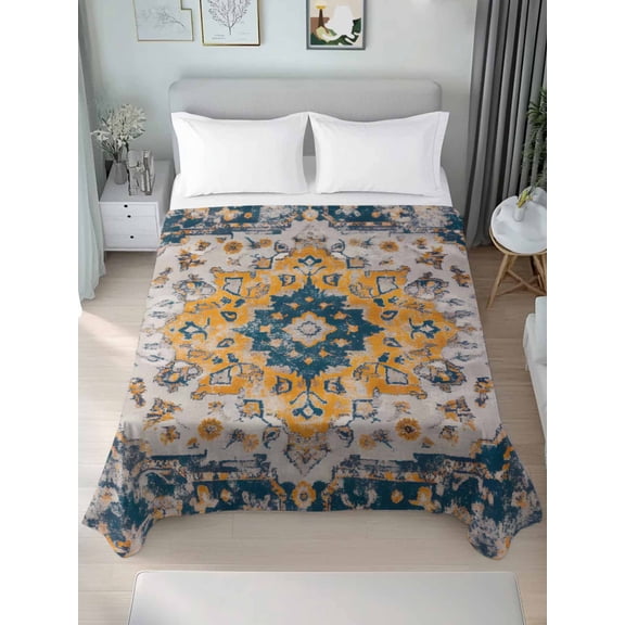 Boho Tribes Queen Size Flat Sheet, Wrinkleproof & Fadeproof Cooling Flat Bed Sheet Only, Vintage Southwest Tribal Modern Art Breathable Soft Bedding Top Sheets 90 x 102 Inches