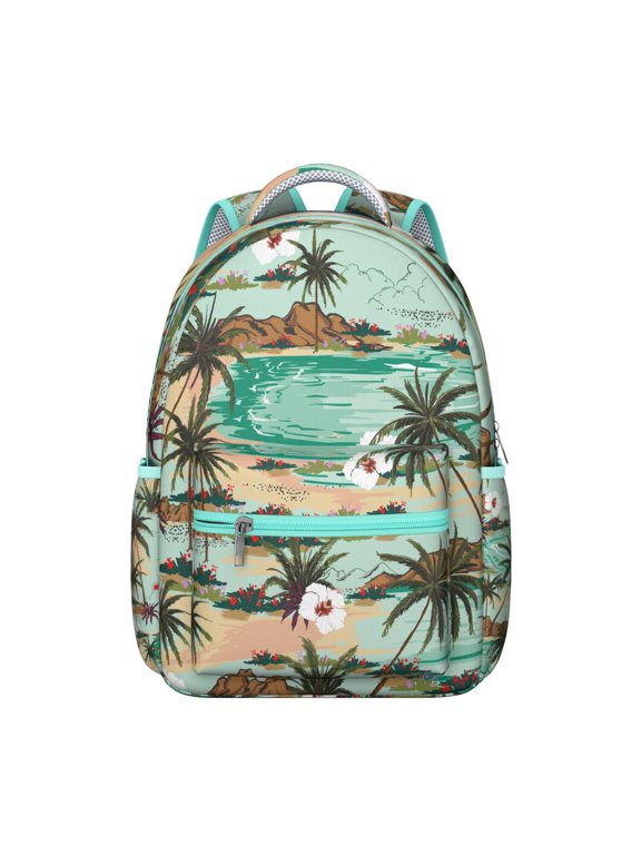Tropical Backpack Hawaiian Print Jungle Floral School Bag Vibrant Exotic Summer Backpack for Students
