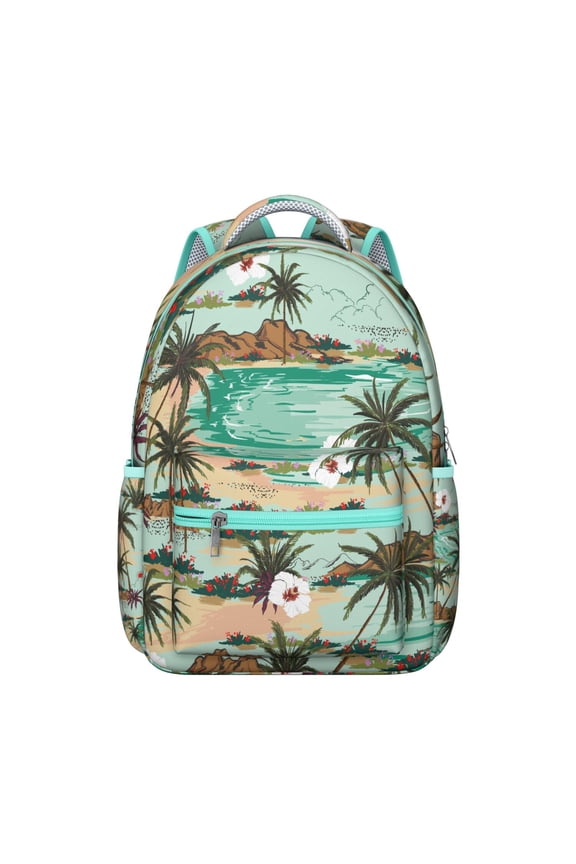 Boho Tropical Backpack Hawaiian Print Jungle Floral School Bag Vibrant Exotic Summer Backpack for Students