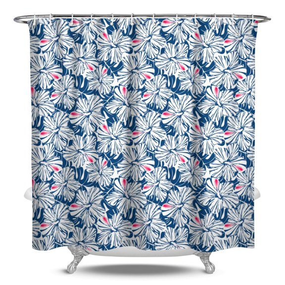 Boho Tropical Beach Shower Curtain with Vibrant Palm Trees, Waterproof Fabric, Machine Washable, Hooks Included, Summer Beach Palm Trees and Hawaiian Sunset