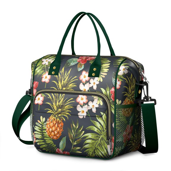 Boho Tropical Floral Cooler Bag - Leakproof & Waterproof Insulated Tote for Beach & Outdoor - Multi-Compartment Food Storage Bag