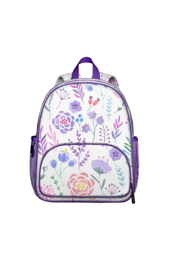 Boho Tropical Floral Students Backpack - Watercolor Abstract Floral Watercolor Design, Lightweight Waterproof School Bag for Developing Students