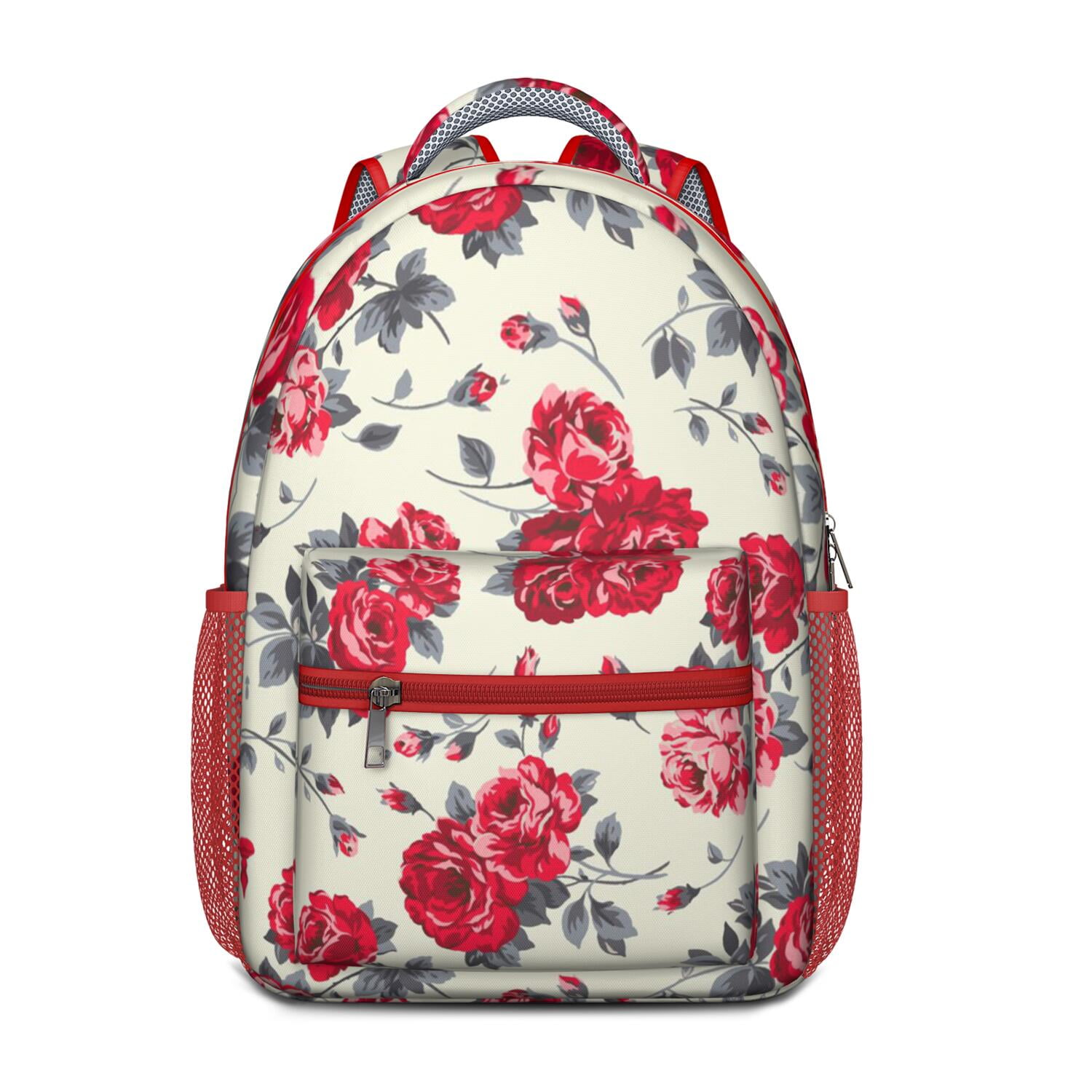 Boho Tropical Flower Print Backpack - Breathable Lightweight Daypack