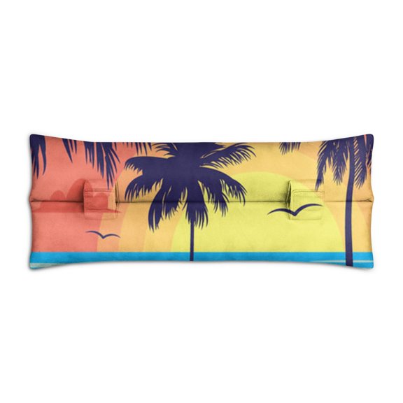 Boho Tropical Mastectomy Pillow - Travel-Friendly Cushion for Car Seatbelt Protection