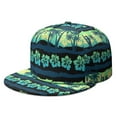 thumbnail image 1 of Boho Tropical Palm Trees Flat Visor Hat - Full Panel Snapback Cap - Adjustable Urban Style Cap - Summer Beach Sun Protection Unisex Design, 1 of 5
