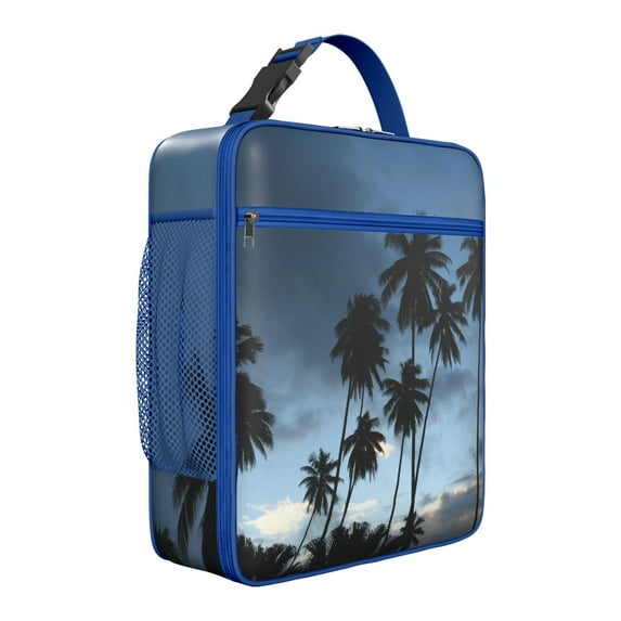 Boho Tropical Paradise Insulated Lunch Tote – Hawaii Palm Tree and Summer Beach Sunset Thermal Cooler Bag with Waterproof Durable Fabric, Spacious Lunch Box for Outdoor & Travel Use