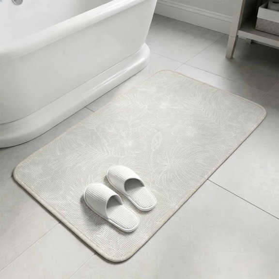 Boho Tropical Plants Bathroom Rugs Non Slip Washable Bath Mat Absorbent Front Door Mat Summer Monstera Floral Pattern Beige Indoor Doormat for Kitchen Entryway Shower Decor Accessories 15.7"x23.6"