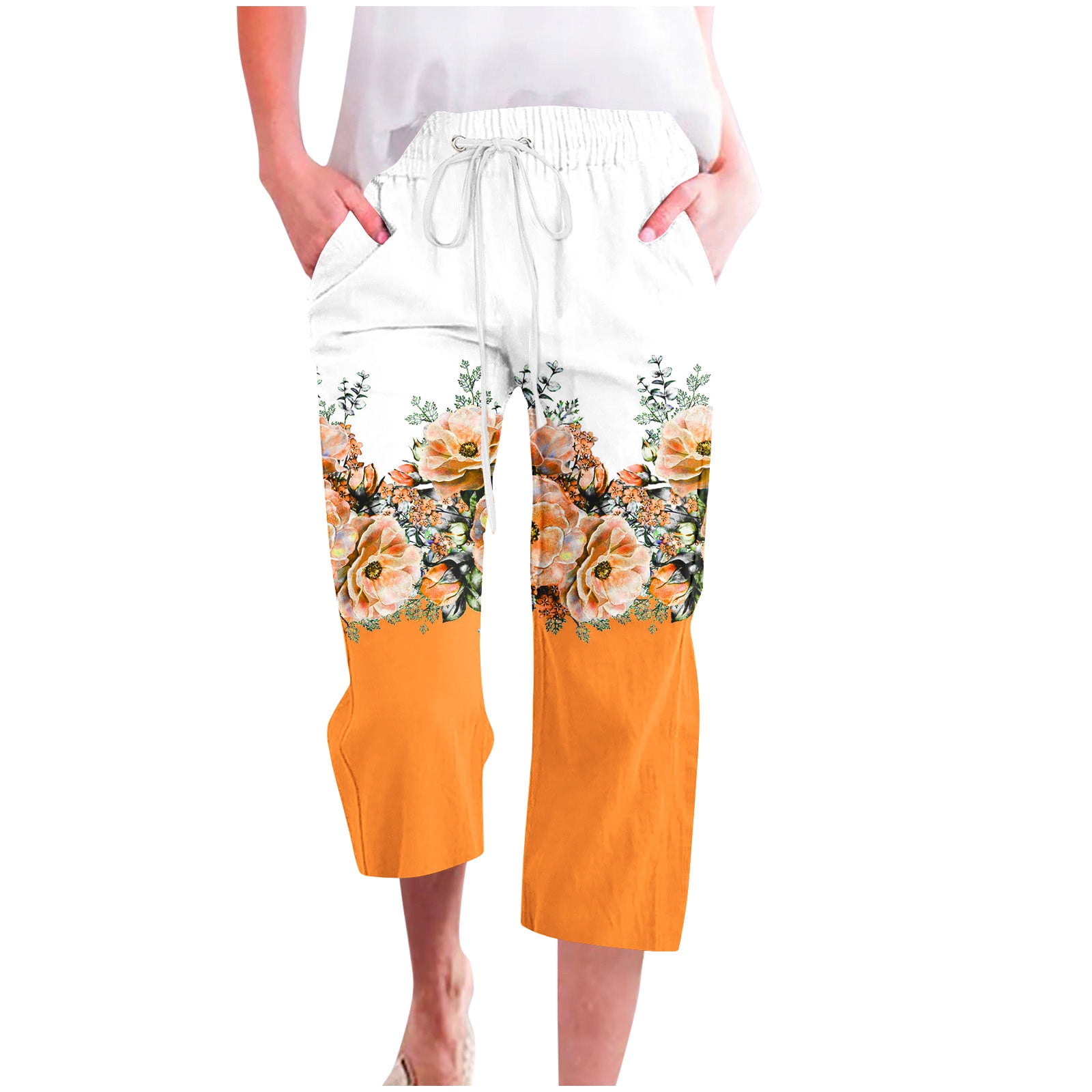 Cropped Loose Plus Size Cotton & Linen Pants main image 0