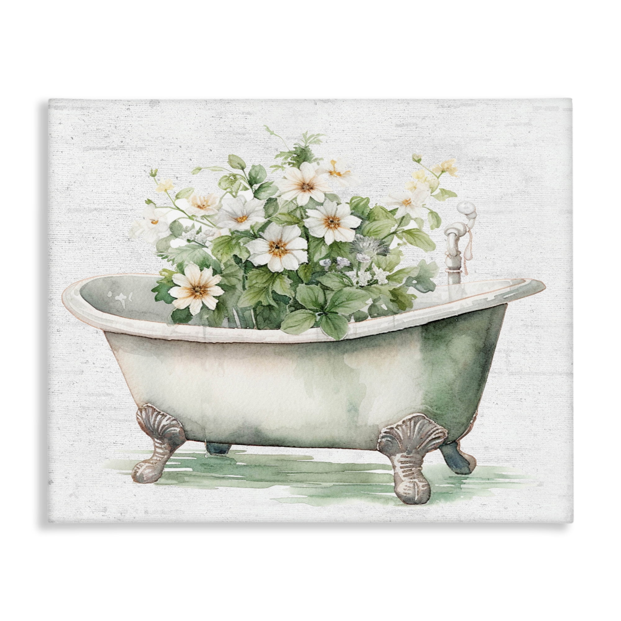 Boho Tub with Daisies Canvas Wall Art, design by Lettered and Lined