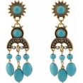 thumbnail image 1 of Boho Turquoise Chandelier Drop Earrings for Women Vintage Long Blue Birthstone Crystal Tassel Charms Statement Dangle Earring Lightweight Bohemian Ethnic Holiday Anniversary Jewelry, 1 of 6