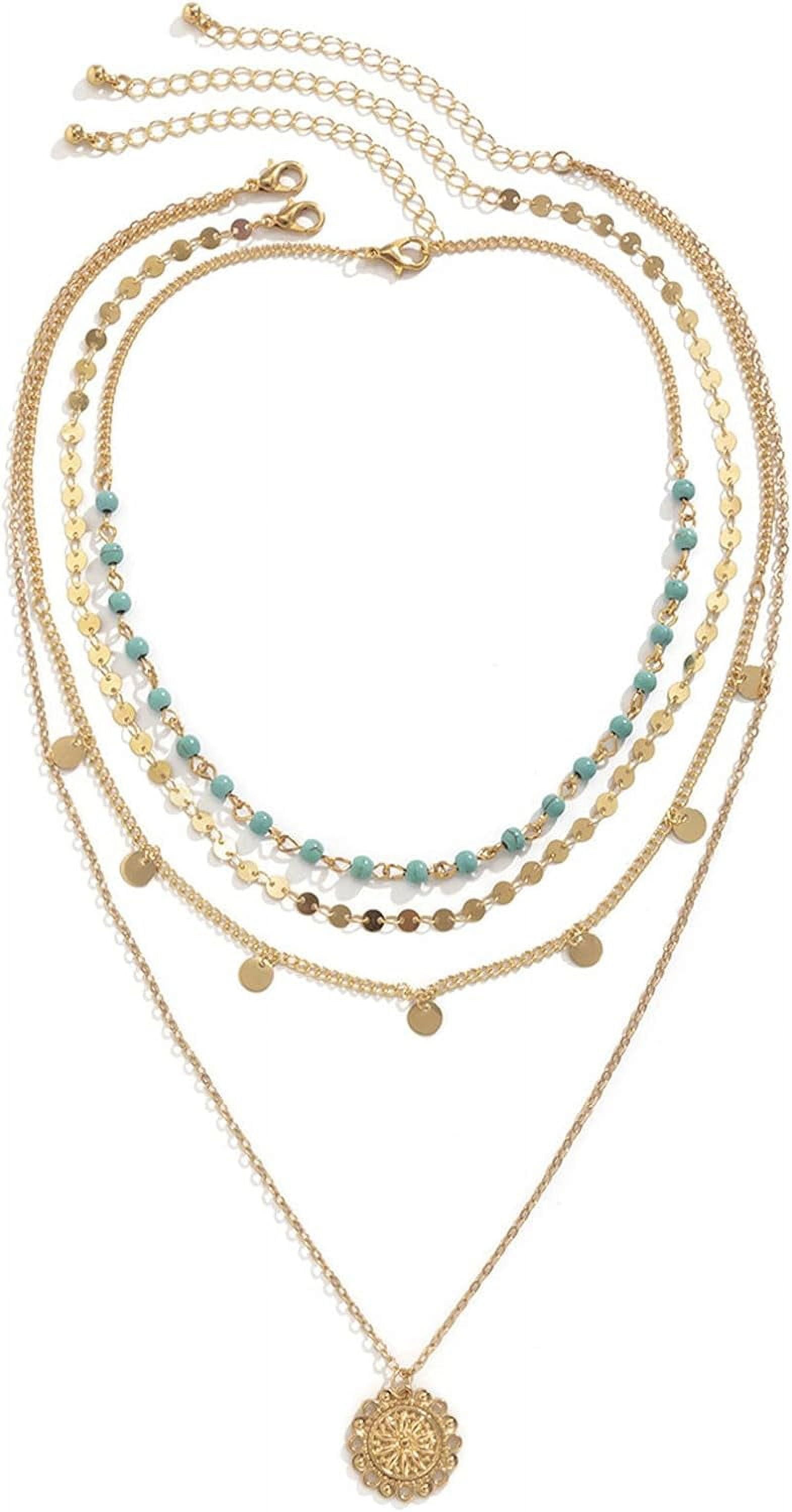 Amazon.com: Western Layered Necklace Boho Layered Turquoise Necklace  Cowgirls Turquoise Stone Pendant Necklaces Adjustable Chain Necklace  Jewelry for Women-B Style: Clothing, Shoes & Jewelry