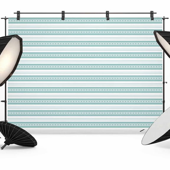 Boho Turquoise Stripe Backdrop for Photography,Fabric Photo Background Backdrop,Abstract Geometric White Minimalist Photo Booth Background for Portrait Photoshoot Video Wedding Studio Banner 7x5ft
