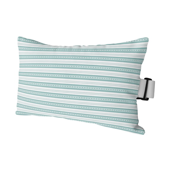 Boho Turquoise Stripe Outdoor Pillows for Chaise Lounge Chair Waterproof Lumbar Pillows with Insert&Strap Beach Headrest Pillow Abstract Geometric White Minimalist Pillow for Patio Pool 11"x16"