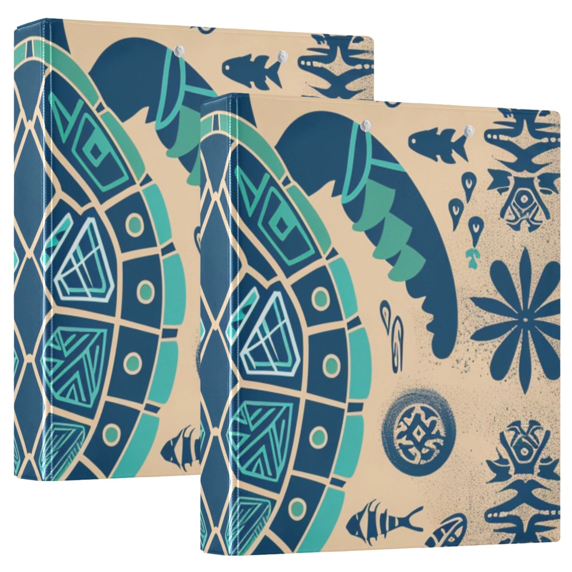 Boho Turtle 3 Ring Binders 1.5 inch Hardcover File Folders with Interior Pockets A4 Size Organizer for School Office Hospital