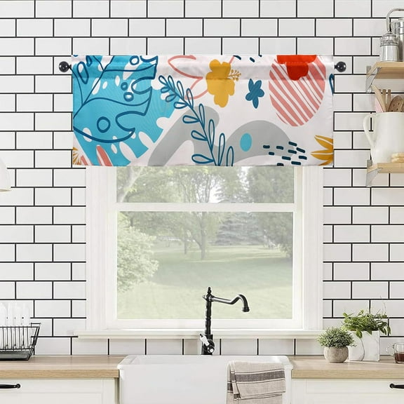 Boho Valances 54" W x 18" L - Boho Kitchen Curtains Valance for Windows Rod Pocket Boho Kitchen Decor Decorations