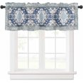 thumbnail image 1 of Boho Valances for Windows Bohemia Rod Pocket Valance Window Treatments 1 Panel Tribal Vintage Rustic Blue Short Curtains for Kitchen Windows Bathroom Bedroom 54 x 18 inch, 1 of 6