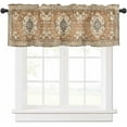 thumbnail image 1 of Boho Valances for Windows Bohemia Rod Pocket Valance Window Treatments 1 Panel Tribal Vintage Rustic Brown Short Curtains for Kitchen Windows Bathroom Bedroom 54 x 18 inch, 1 of 6