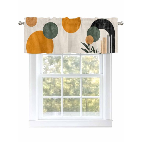 Boho Valances for Windows, Rod Pocket Kitchen Valance Curtains - Soft & Washable Small Window Treatment for Living Room,&nbsp;Bathroom, Farmhouse Orange , 42x12 Inch, 1 Panel