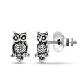 thumbnail image 1 of Boho Vintage .925 Sterling Silver Petite Night Owl Stud Earrings | Sterling Silver Stud Earring for women | Animals Stud Earrings | Stud Earrings, 1 of 5