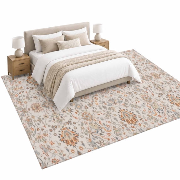 Boho Vintage Area Rug 6'x9', Tribal Style Flowers Soft Mat Non-Slip ...