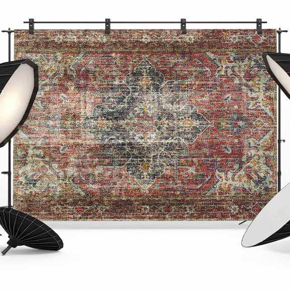 Boho Vintage Backdrop for Photography,Fabric Photo Background Backdrop,Retro Flowers Modern Geometric Abstract Art Photo Booth Background for Portrait Photoshoot Video Wedding Decoration Banner 7x5ft