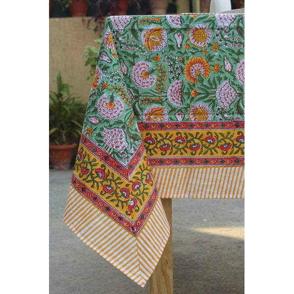 Boho Vintage Block Print Tablecloth Round Custom Table Cover With Napkin/Placemat/Runner Handmade Table Top Decor Set