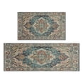thumbnail image 1 of Boho Vintage Blue Carpet Kitchen Rugs and Mats Sets Of 2, Funny Kitchen Decoration Rubber Backing Non-Slip Absorbent Mats for Sink Waterproof Runner Rug for Laundry Room 17x30+17x48inch, 1 of 7