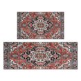 thumbnail image 1 of Boho Vintage Blue Carpet Kitchen Rugs and Mats Sets Of 2, Funny Kitchen Decoration Rubber Backing Non-Slip Absorbent Mats for Sink Waterproof Runner Rug for Laundry Room 17x30+17x48inch, 1 of 7