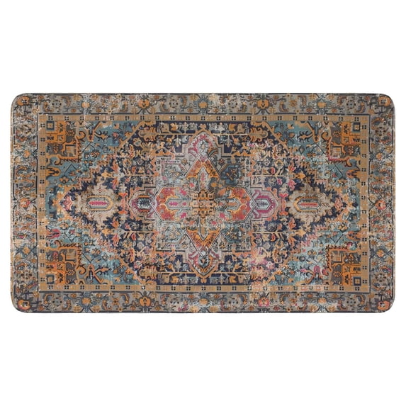 Boho Vintage Brown Carpet Welcome Door Mat Decorative Doormat Farmhouse Low-Profile Floor Rug Switch Mat for Home Indoor Outdoor Decorations 17 X 30 Inch