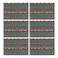 thumbnail image 1 of Boho Vintage Flax Placemats Set of 6, 12x18 Inch Tribal Rustic Artistic Style Table Mats, Washable Classic Ethnic Decor for Earthy Kitchen or Dining Room Use, 1 of 5