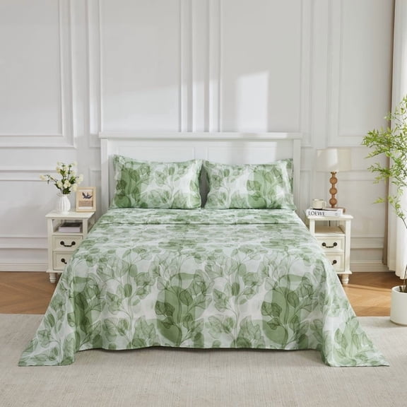 Boho Vintage Floral Bed Sheet Set - Soft Brushed Deep Pocket Bedding - Wrinkle Free & Cooling - Twin/Queen/King