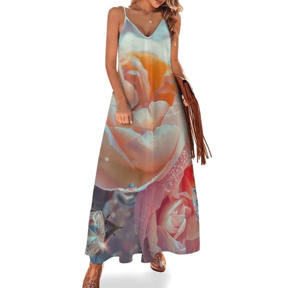 Boho Vintage Floral Design Sleeveless Dress Woman Fashion Long Dresses Women's Summer Suit Dress 2025