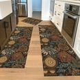 thumbnail image 1 of Boho Vintage Floral Print Kitchen Rugs Sets of 3,Non Slip Rubber Kitchen Mats for Floor Farmhouse Washable Kitchen Area Rugs Floor Carpet Runners for Hallway Laundry Room,Brown/PeachPuff/Green, 1 of 6