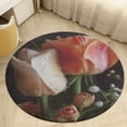 thumbnail image 1 of Boho Vintage Floral Round Small Area Rug, Print Non Slip Washable Floor Mat, Soft Throw Rug for Living Room, Powder Room Entryway, Bathroom, Bedside, 1 of 6