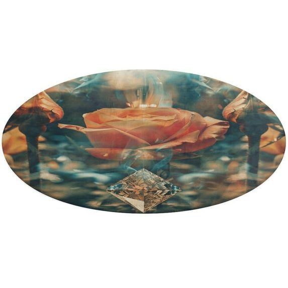 Boho Vintage Floral Round Small Area Rug, Print Non Slip Washable Floor Mat, Soft Throw Rug for Living Room, Powder Room Entryway, Bathroom, Bedside