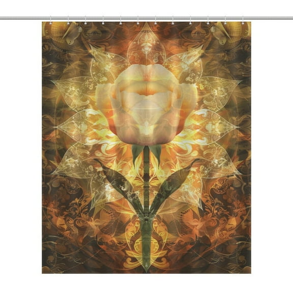 Boho Vintage Floral Shower Curtain Modern Home Bathroom Bathtub Decor Waterproof Fabric with 12PCS Hooks