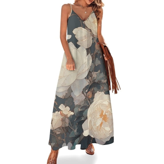 Boho Vintage Floral Sleeveless Dress Woman Fashion Long Dresses Women's Summer Suit Dress Summer 2025 Women