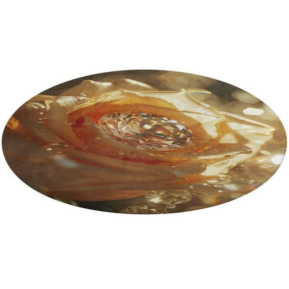 Boho Vintage Floral Soft Bedroom Round Area Rug, Washable Cute Nursery Circle Throw Mat, Non-Slip Contemporary Small Low Pile Floor Carpet for Dorm Bedside