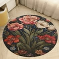 thumbnail image 1 of Boho Vintage Floral Soft Bedroom Round Area Rug, Washable Cute Nursery Circle Throw Mat, Non-Slip Contemporary Small Low Pile Floor Carpet for Dorm Bedside, 1 of 6
