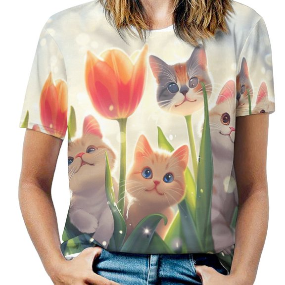 Boho Vintage Floral Women's Short Sleeve Tops Casual Blouses T Shirt