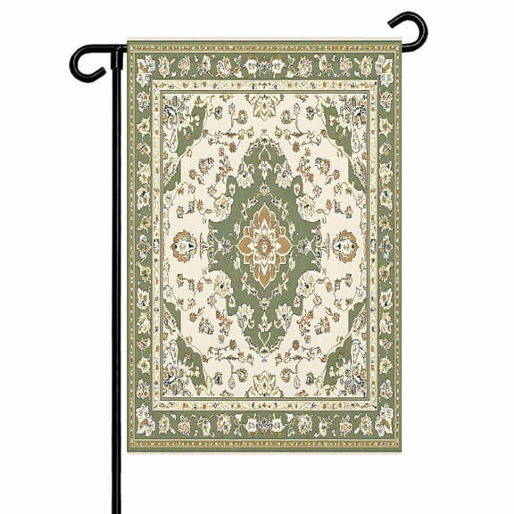 Boho Vintage Garden Flags for Outside Ethnic Tribal Floral Pattern Double Sided Yard Flags Outdoor House Decoration, Small 12X18 Inch, Green Beige