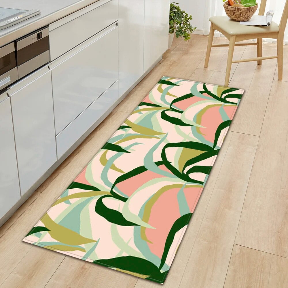 Boho Vintage Leaves Doormat Kitchen Mat Bedroom Living Room Floor Decor