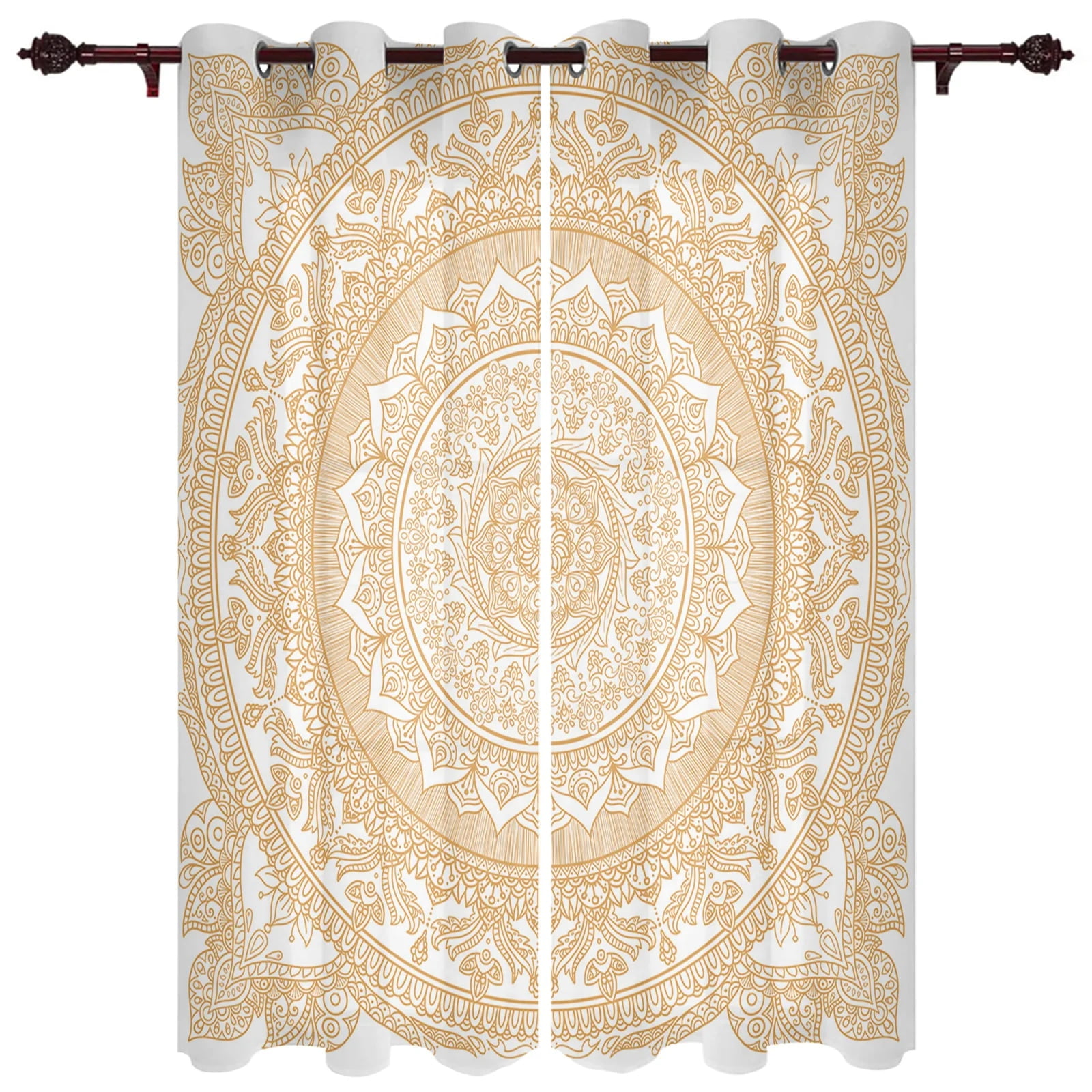 Boho Vintage Mandala Flower Windows Curtains Living Room Bedroom Window