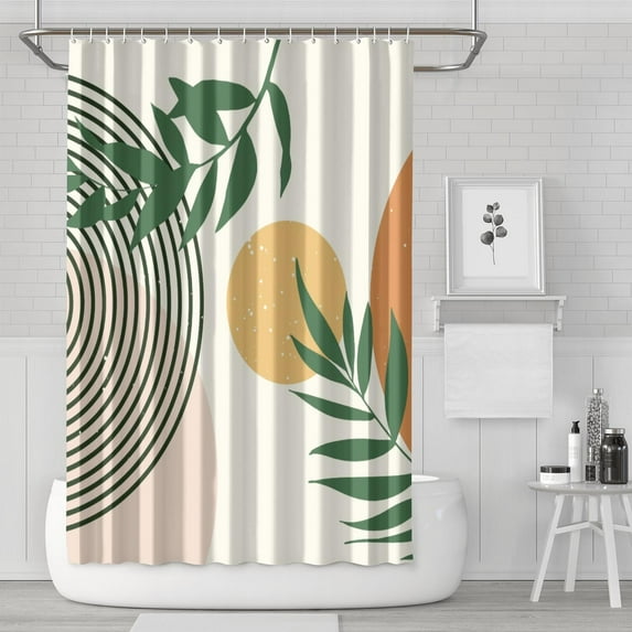 Boho Vintage Nordic Shower Curtain 72x72 Inches Quick-Dry Polyester Curtain with Plastic Hooks Ethnic Tribal Style
