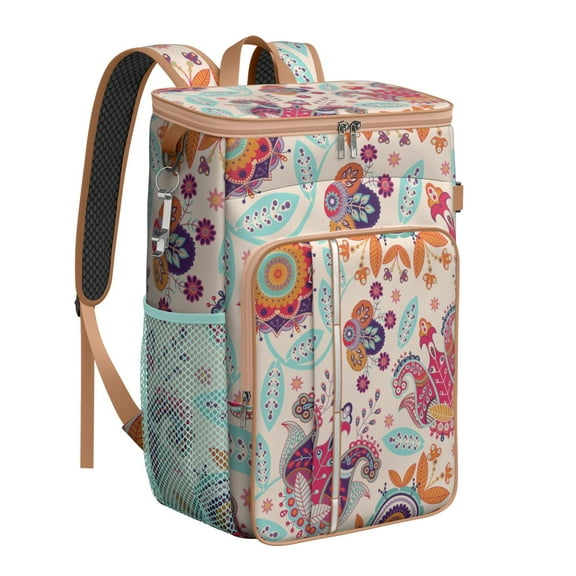 Boho Vintage Paisley Insulated Backpack Cooler, Leak-Proof & Waterproof, Perfect for Hiking, Picnic, and Lunch Transport, Spacious Compartments for Easy Organization