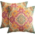 thumbnail image 1 of Boho Vintage Pillow Covers 16x16 Inch Set of 2 Antique Ethnic Outdoor Decorative Throw Pillow Covers Orange Carpet Pattern Pillowcases Cushion Covers for Home Couch Decor, 1 of 6